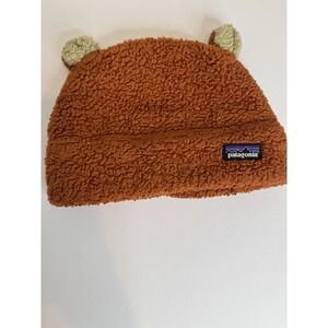 Patagonia Hat Cap Fitted Kids Small Brown Sherpa Fleece Bear‎ Ears Cozy Winter